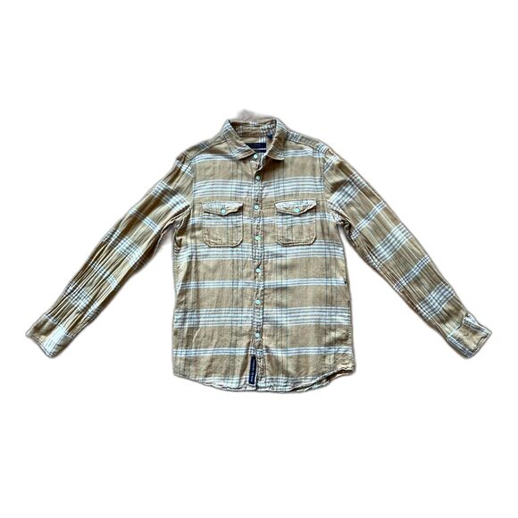 Deus Ex Machina Brown 100% Cotton Plaid Flannel Button Up Shirt Top Mens Size M - Picture 3 of 12
